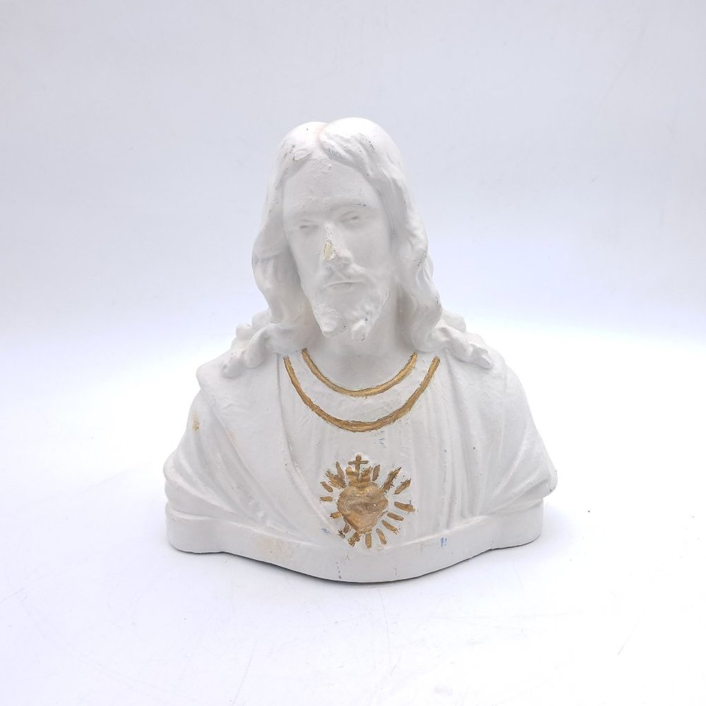 Plaster Statue of Jesus With Sacred Heart